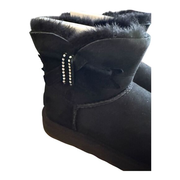 UGG Short Boots Size 5 Jackee Knot Sparkle Black Crystal Bow 1092971 - Picture 2 of 6